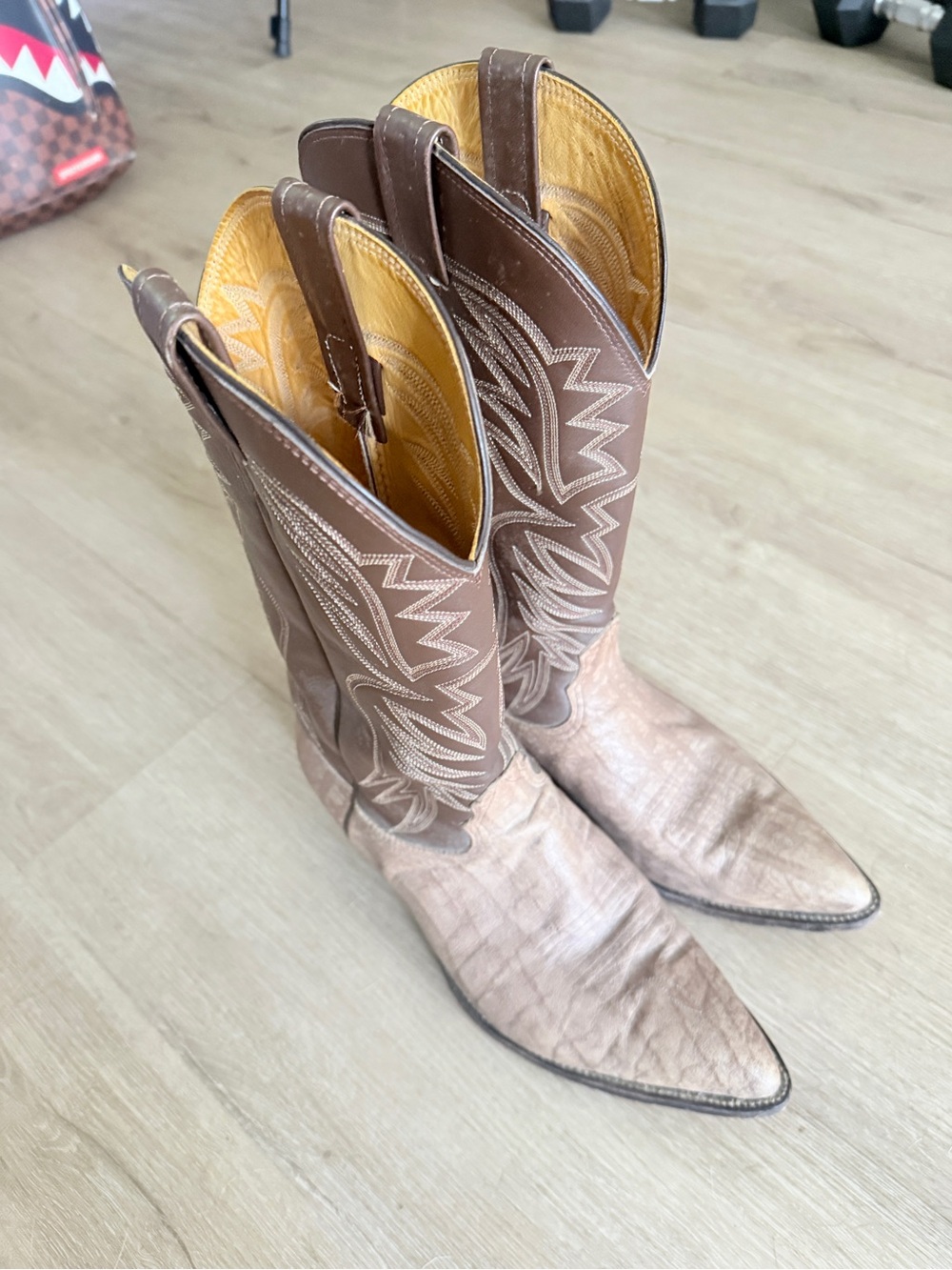 Nocona Brown and Tan Western Cowboy Boots